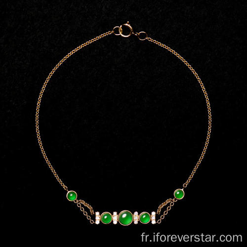 Femmes Natural Green Charm Jade Bracles